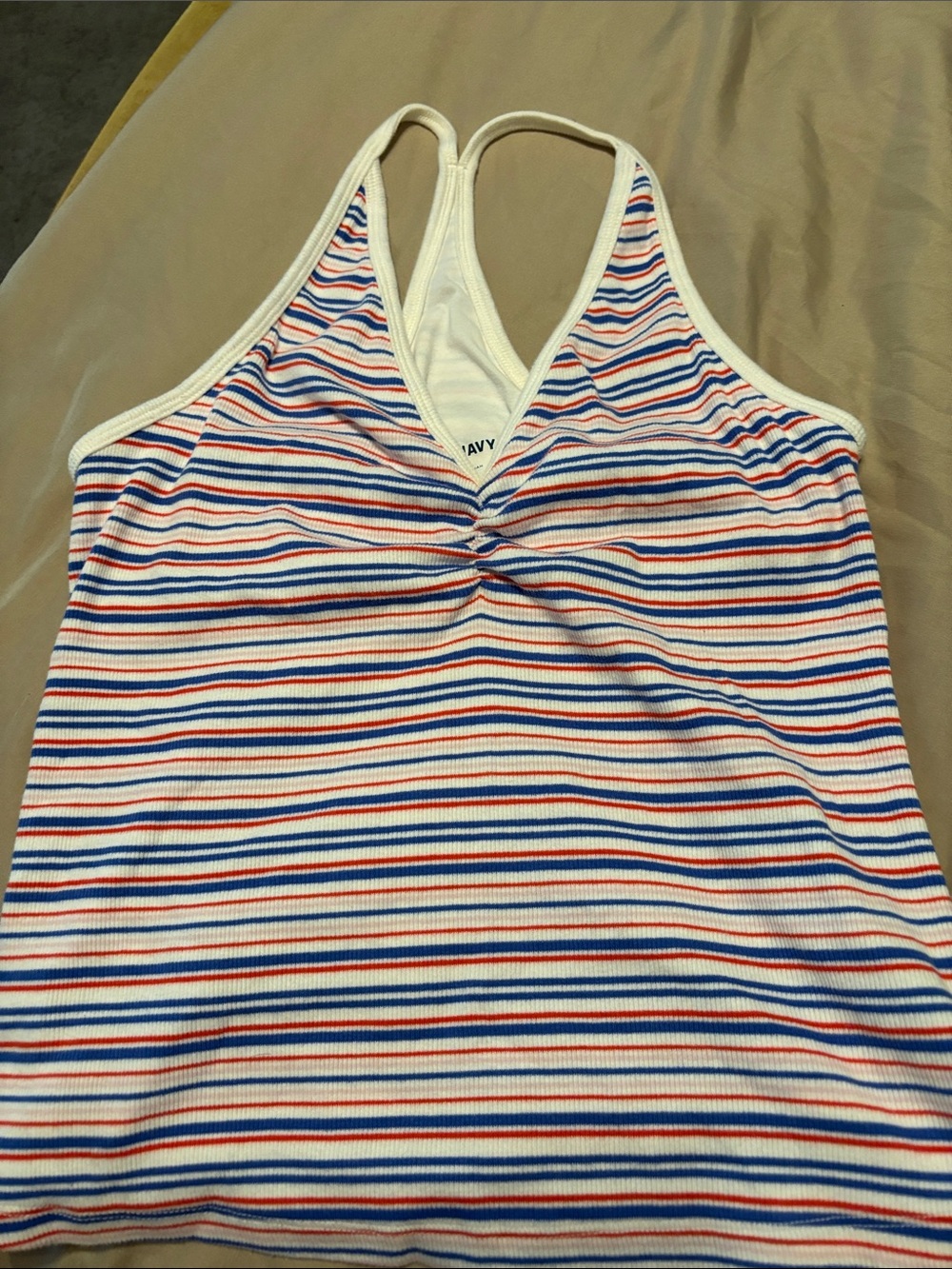 Old Navy Tank Top in White, Blue & Red W/ built in bra